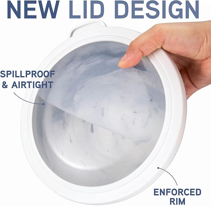 COOK WITH COLOR Mixing Bowls with TPR Lids - 12 Piece Plastic Nesting Bowls Set includes 6 Prep Bowls and 6 Lids, Microwave Safe Mixing Bowl Set (Blue and White)