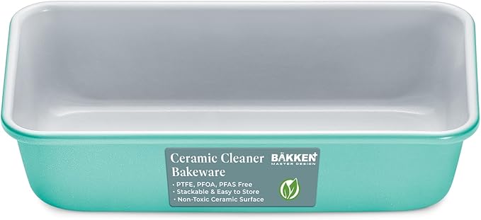 Premium Loaf Pan 1 lb – Aluminum, Ceramic Non-stick Coating, PTFE & PFOA Free, Even Heat, Non-toxic, 4.7" x 9", Perfect for Pound Cakes, Breads, & More - Teal