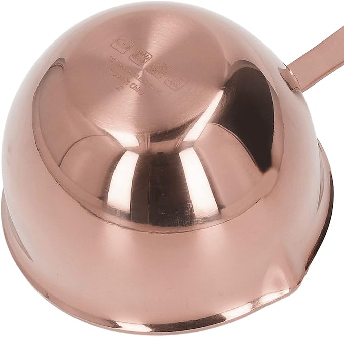 Mini Butter Warmer, 6.7oz/200ml Stainless Steel Mini Butter Warmer Coffee Milk Warmer Pot with Dual Pour Spouts Small Saucepan Chocolate Melting Pot (Rose Gold)