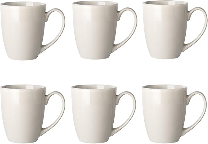 MIWARE13 Ounce Porcelain Mugs, Set of 6, Tea and Coffee Mug Set, Grey