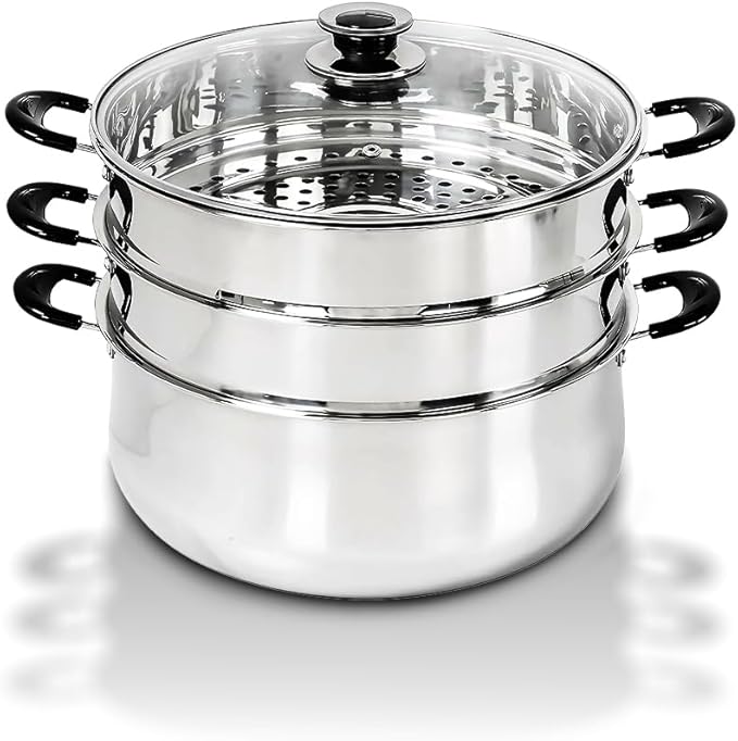 Concord 30 CM Stainless Steel 3 Tier Steamer Pot Steaming Cookware - Triply Bottom