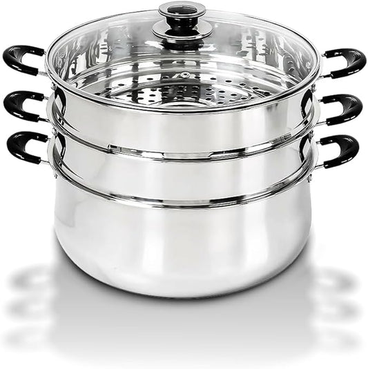 Concord 30 CM Stainless Steel 3 Tier Steamer Pot Steaming Cookware - Triply Bottom