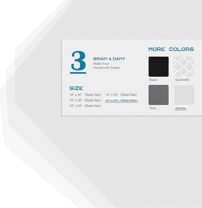 BRIAN & DANY Wire Shelf Liner 14" X 24", Heavy Duty Shelf Liners for Wire Shelving, Waterproof Protector Mats, Set of 3, Transparent