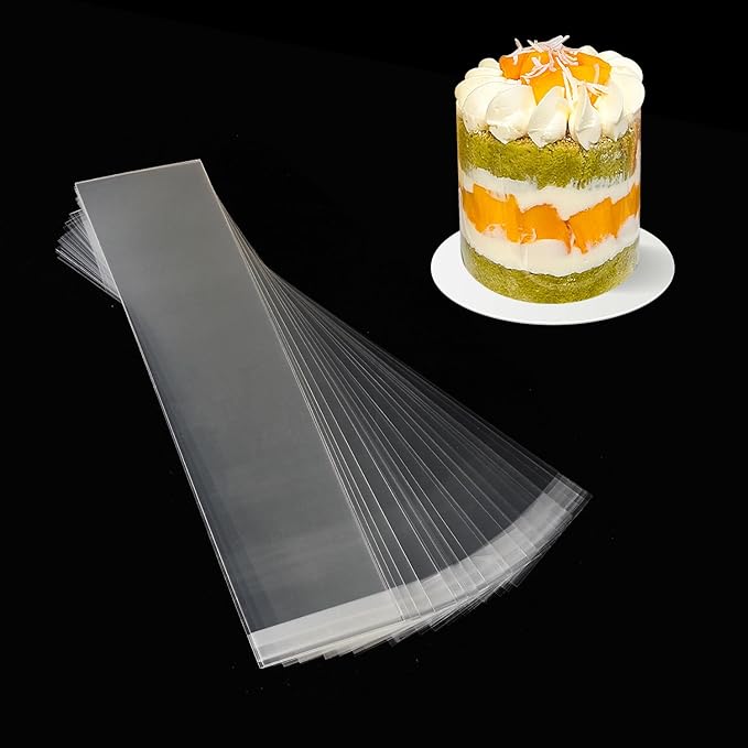 Cake Collar, Transparent Cake Rolls, Clear Cake Strips, DIY Acetate Sheet, Surrounding Edge for Baking Decorate, Chocolate Mousse Cake Elegant Cake Wrapping 100pcs 3.2"x 13.4"