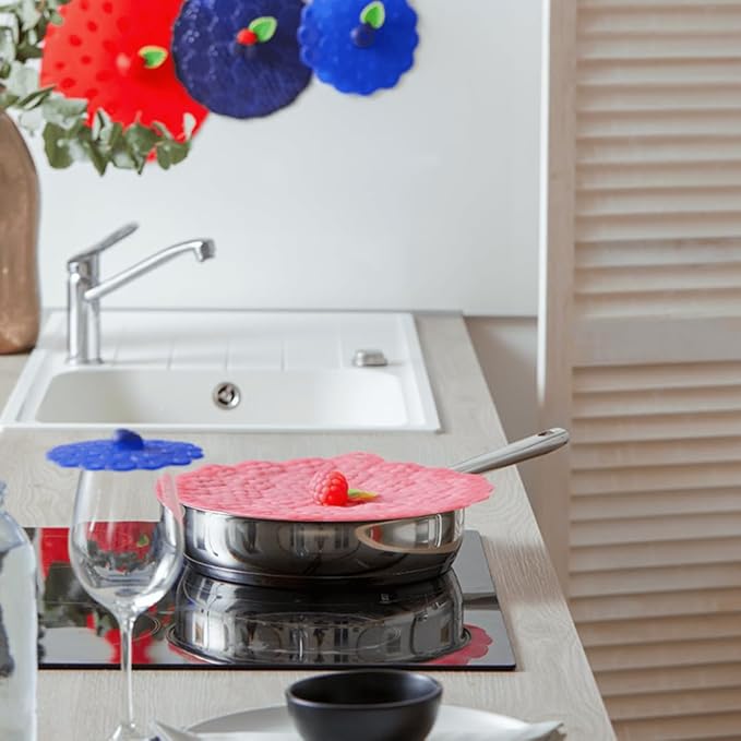 Charles Viancin Silicone Blueberry Drink Airtight Lid/Cover Set of 2, Blue