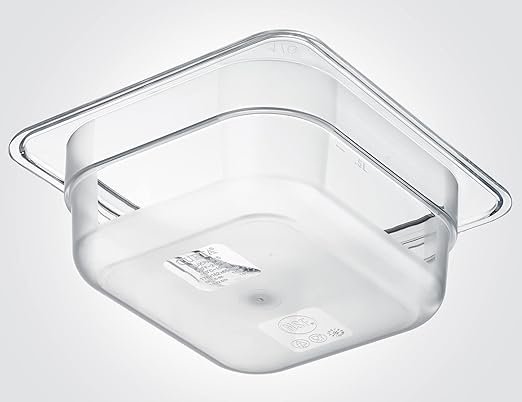 CURTA 6 Pack NSF Food Pans, 1/6 Size 2 1/2 Inch Deep, Commercial Polycarbonate Plastic Clear Freezer-Safe