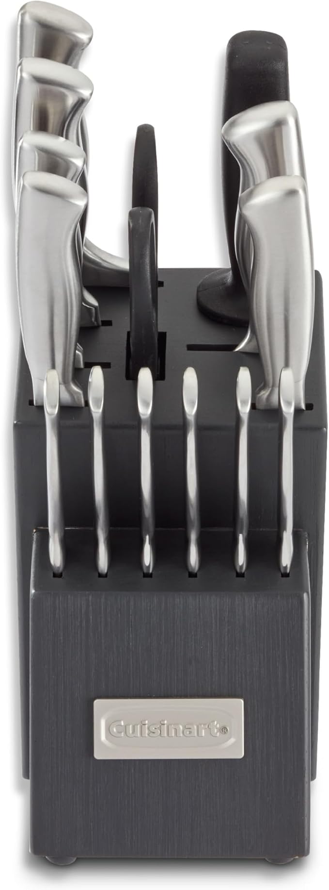 Cuisinart Professional Block Knife Set, 15pc Cutlery Knife Set with Steel Blades for Precise Cutting, Lightweight, Stainless Steel, Durable & Dishwasher Safe, Grey