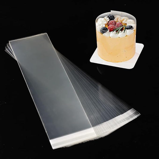 Cake Collar, Transparent Cake Rolls, Clear Cake Strips, DIY Acetate Sheet, Surrounding Edge for Baking Decorate, Chocolate Mousse Cake Elegant Cake Wrapping 100pcs 2.6"x 10.2"