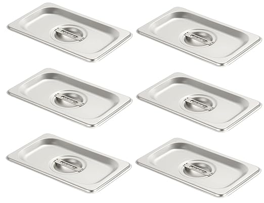 CURTA 6-Pack 1/9 Size Steam Table Pan Cover With Handle, NSF, Hotel Pan Lid, Catering Food Container Cover