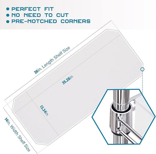 BRIAN & DANY Wire Shelf Liner 14" X 36", Heavy Duty Shelf Liners for Wire Shelving, Waterproof Protector Mats, Set of 5, Transparent