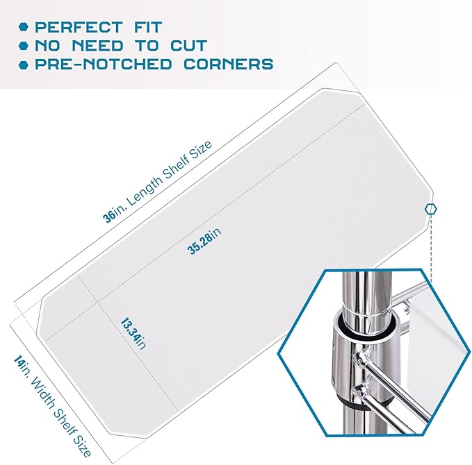 BRIAN & DANY Wire Shelf Liner 14" X 36", Heavy Duty Shelf Liners for Wire Shelving, Waterproof Protector Mats, Set of 4, Transparent