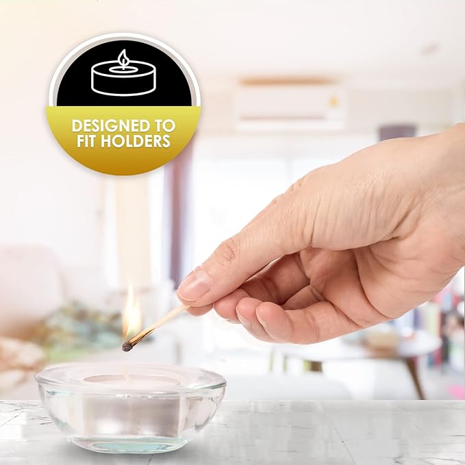 PAMI Unscented Paraffin 1in Tea Lights, Small Round Candles, 2.5 Hours Burn Time, Perfect for Votive Holders (50-Piece Bag White)