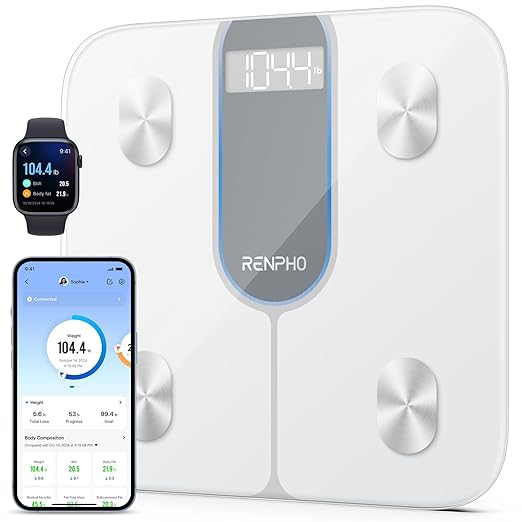 RENPHO Smart Scale for Body Weight 440lb, Digital Bathroom Scale for Body Fat, Bluetooth Accurate Body Composition Weighing Machine with App, Elis 1C