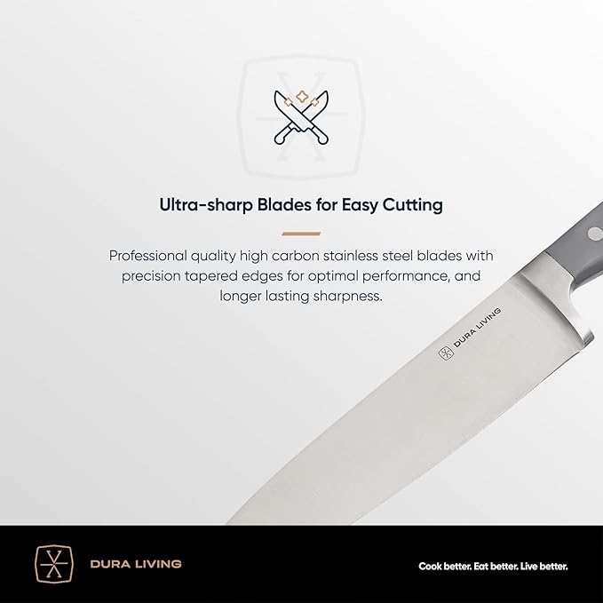 3-Piece Kitchen Knife Set – Ultra-Sharp Forged High Carbon Stainless Steel, Includes 8" Chef, 5" Utility, 3.5" Paring Knives, Ergonomic Handles, Professional Starter Set, Gray