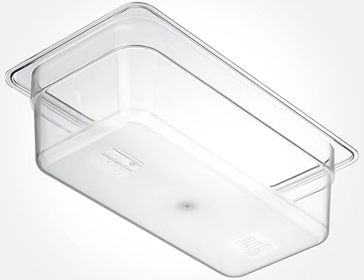CURTA 6 Pack NSF Food Pans, 1/3 Size 4 Inch Deep, Commercial Polycarbonate Plastic Clear Freezer-Safe
