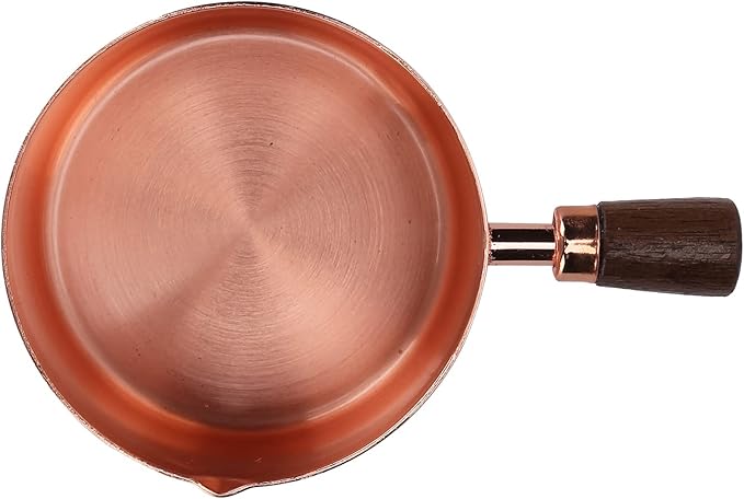 Mini Sauce Pan, Stainless Steel Butter Warmer with Pour Spout and Wooden Handle Rose Gold Melting Pot for Making Sauces, Chocolate Melting, Coffee Tea Soup Warming(1cup)