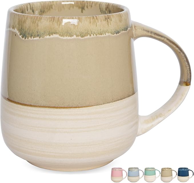 Bosmarlin Extra Large Ceramic Coffee Mug, 23 Oz, Dishwasher and Microwave Safe, Oversized Big Tea Cup, Reactive Glaze (Brown Grey)