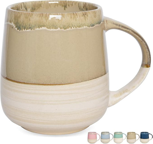 Bosmarlin Extra Large Ceramic Coffee Mug, 23 Oz, Dishwasher and Microwave Safe, Oversized Big Tea Cup, Reactive Glaze (Brown Grey)