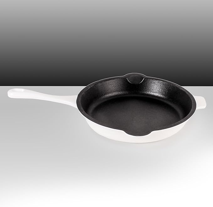 BergHOFF 10Pc Neo Enameled Cast Iron Cookware Set, Matching Lid, Oven Safe Up To 400°F, White