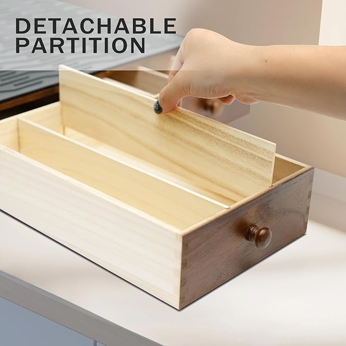 Wooden Coffee Pod Drawer,Holders for Counter with 2 Drawers and Silicone Non-Slip Pad, Drawer Organizer (30 Pod Capacity)