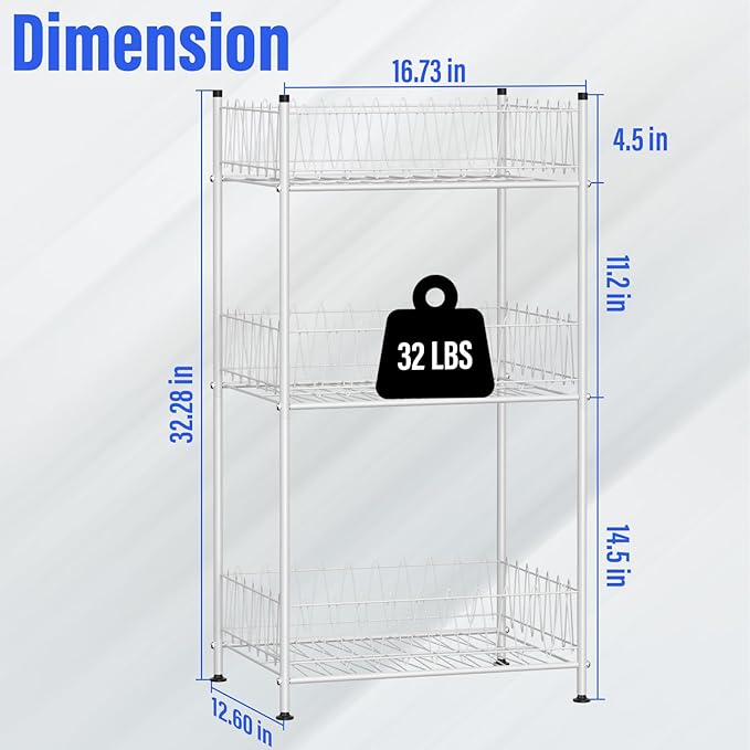 Water Bottle Organizer 3 Tier Vertical Bottled Water Holder Freestanding Metal Drink Storage Shelf Beverage Can Rack, Kitchen Pantry Tumbler Cup Organizer for Floor, Silver