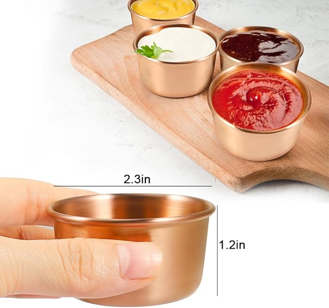 Ramekin Sauce Dipping Bowl Mini Sauce Cups Pudding Condiment Cups for Home Party Restaurant (Champagne Gold 12PCS 60ml)