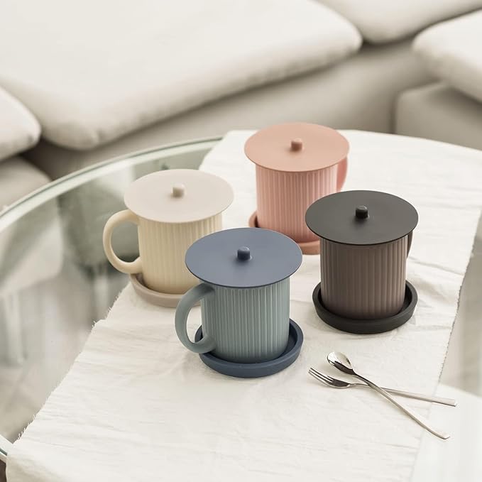 Carrotez 2 Pack Silicone Cup Cover Lids, 4.3 Inch Mug Covers, Reusable Silicone Coffee and Tea Cup Lids - Blue