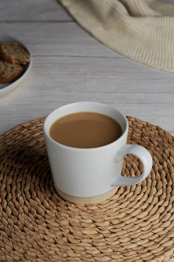 famiware Coffee Mugs for 6, 12 oz Mug Set, Dringking Cup with Handle for Coffee, Tea, Cocoa, Milk, Saturn serise, Ligth Gray