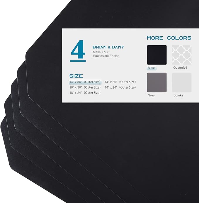 BRIAN & DANY Wire Shelf Liner 14" X 36", Heavy Duty Shelf Liners for Wire Shelving, Waterproof Protector Mats, Set of 4, Black