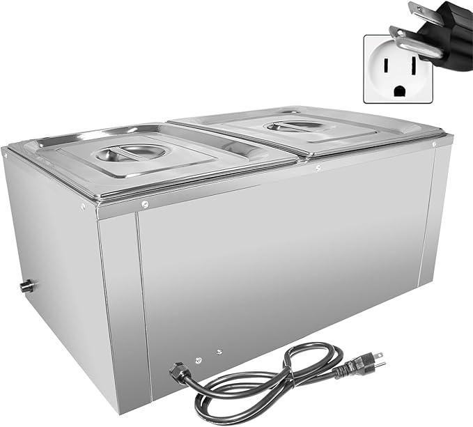 ALDKitchen Bain Marie Food Warmer | Electric Steam Buffet Warmer | 110V (2 tanks)