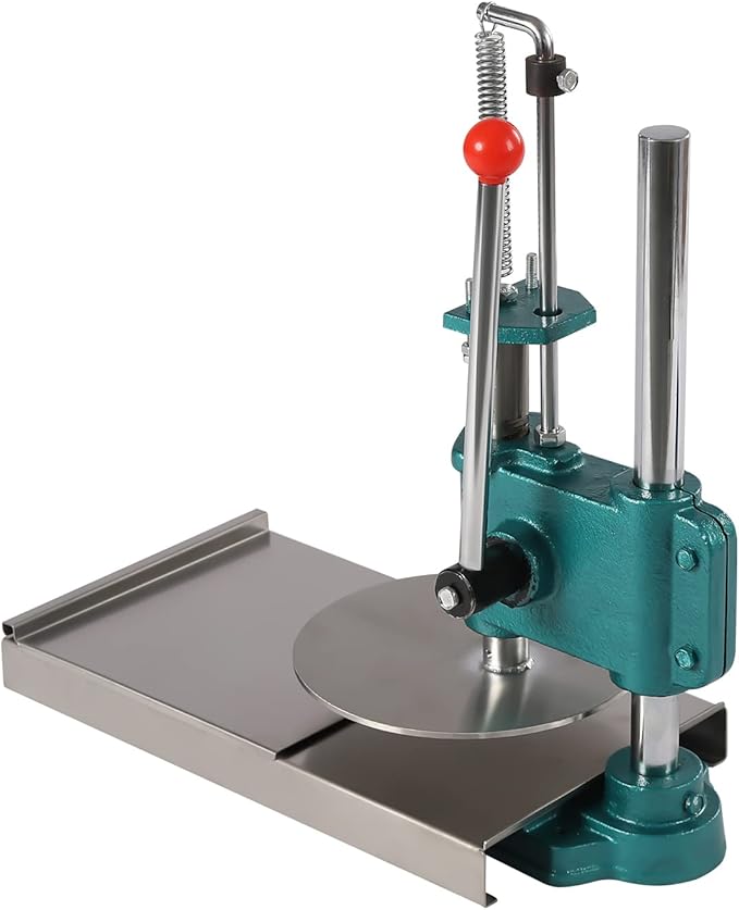 Pizza Dough Press Machine, 9.5" Manual Pastry Press Machine Household Pizza Dough Stainless Steel Maker w/Dual 0.2in Thick Plates for Making Hand Pies Meatloaf Pizza Crusts Soft Rolls Puff Pastry