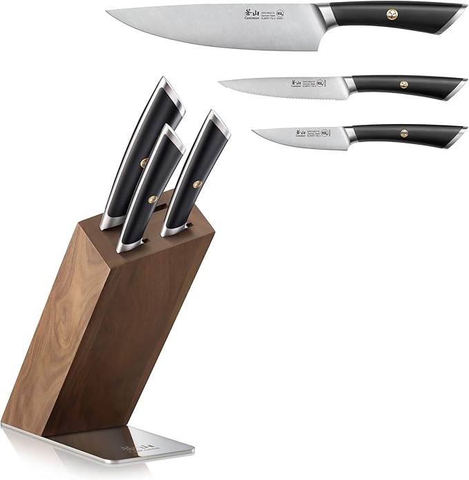 Cangshan ELBERT Series German Steel Forged 4-Piece HUA Knife Block Set, Acacia (Black)