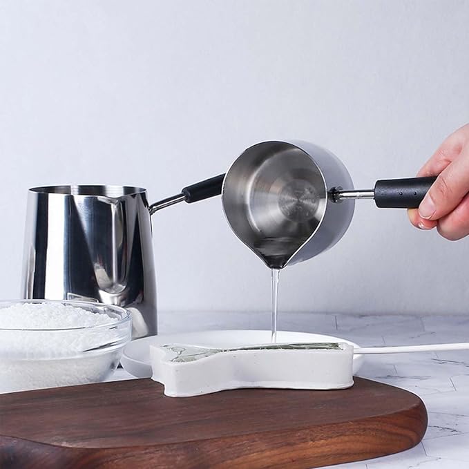 Butter Coffee Milk Warmer Mini Butter Melting Pot Turkish Coffee Warmer and Butter Melting Pot, Stainless Steel, 20-Ounce Capacity (600ML)