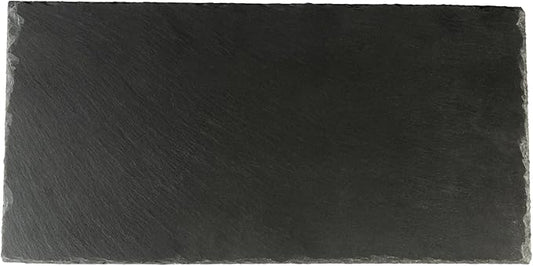 Restaurantware Slate Serving Trays 4 Pack of 15.7" x 7.8" Foam Feet Charcuterie Stone Plates Rustic Edges Freezable Black Serving Display Cheese Boards for Kitchen, Gourmet, Dining, Parties