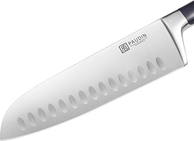 PAUDIN Santoku Knife, Switzer Kitchen Knife 7 Inch, Ultra Sharp Knife- Forged High Carbon German Stainless Steel, Professional Chefs Knife with Ergonomic Handle, Gifts for Holiday