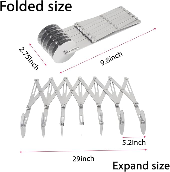 Pastry Cutter 7 Wheels Pizza Cutter Stainless Steel Dough Cutter Baking Tools Scalable Divider