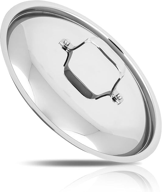 Nutrichef Stainless Steel Stockpot Lid - Sturdy and Durable Stain-Resistant Kitchen Cookware Saute Pan Stock Pot Lid w/ Handle - Works w/ Kitchenware Pots & Pans Set Model NCSSX45