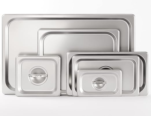 CURTA 6-Pack 1/9 Size Steam Table Pan Cover With Handle, NSF, Hotel Pan Lid, Catering Food Container Cover