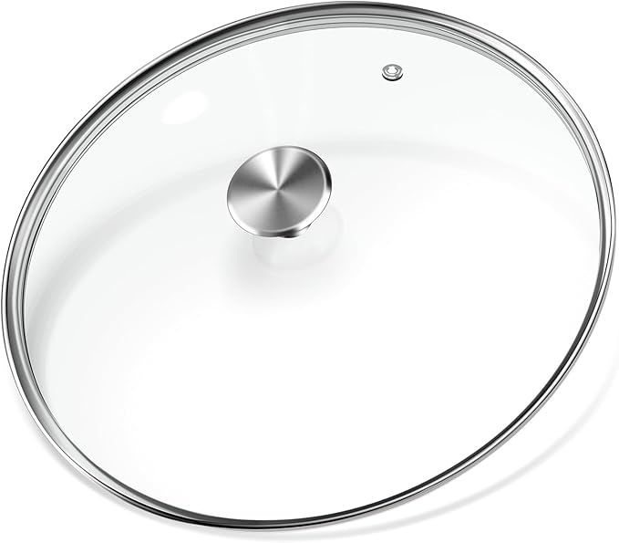 9.5 inch Tempered Glass Lid, Versatile Round Replacement Glass Cover for 9.5 inch Skillets, Pots and Pans, and Dutch Ovens - Dishwasher and Oven Safe up to 400°- 24CM