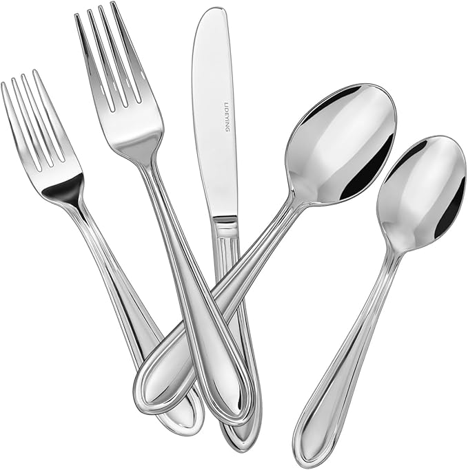 30 Piece Silverware Set,Stainless Steel Flatware Set Service for 6,18/0 Rust-Proof Utensils Cutlery Set with Forks & Spoons,Mirror Polished Dishwasher Safe-Home Kitchen Eating Tableware (30)