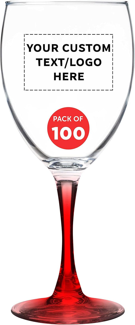 Custom Nuance Wine Glasses by ARC 10.5 oz. Set of 100, Personalized Bulk Pack - Restaurant Glassware, Perfect for Red Wine, White Wine, Cocktails - Red