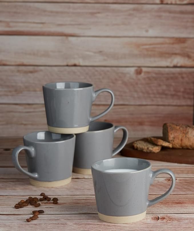 famiware Coffee Mugs for 6, 12 oz Mug Set, Dringking Cup with Handle for Coffee, Tea, Cocoa, Milk, Saturn serise, Dark Gray