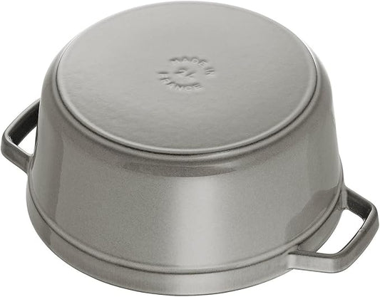 STAUB Cast Iron Roaster/Cocotte, Round, 24 cm, 3.8 L, Graphite Grey