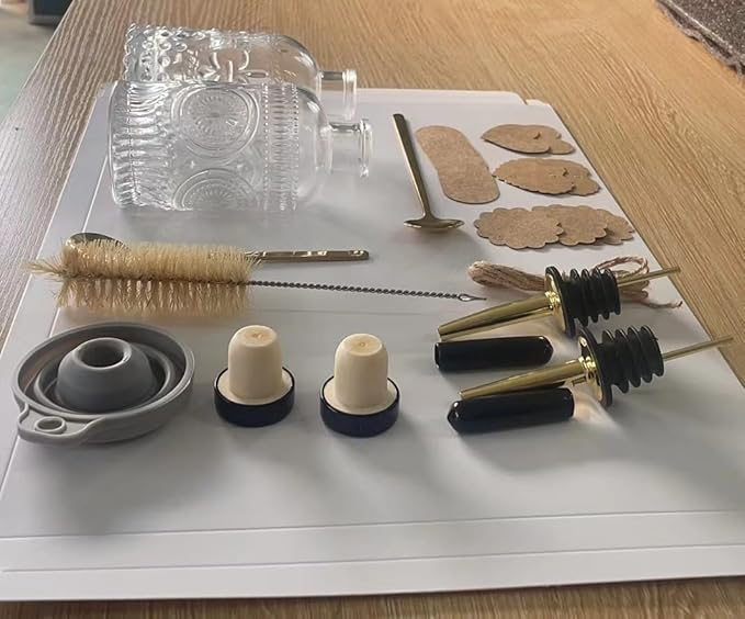 Oudizz Coffee Syrup Dispenser Set 2 Pcs - 200ml Syrup Dispenser Glass With Metal Pour Spout for Coffee Bar for Kitchen