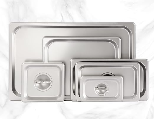 CURTA 6-Pack 1/4 Size Steam Table Pan Cover With Handle, NSF, Hotel Pan Lid, Catering Food Lid