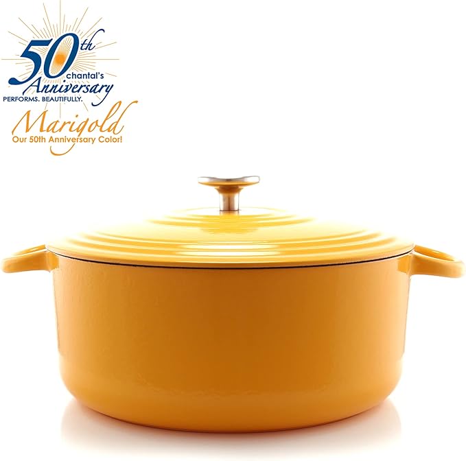 Chantal Cast Iron Dutch Oven, 7 qt, US Formulated Premium Enamel, Marigold