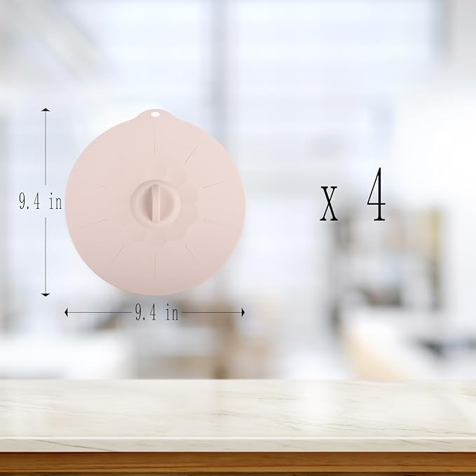 4 Pack 9.4" Silicone Lids for Cups Bowls Plates Pans, Microwave Splatter Cover, Kitchen Containers Lids Cover for Food Storage, Large