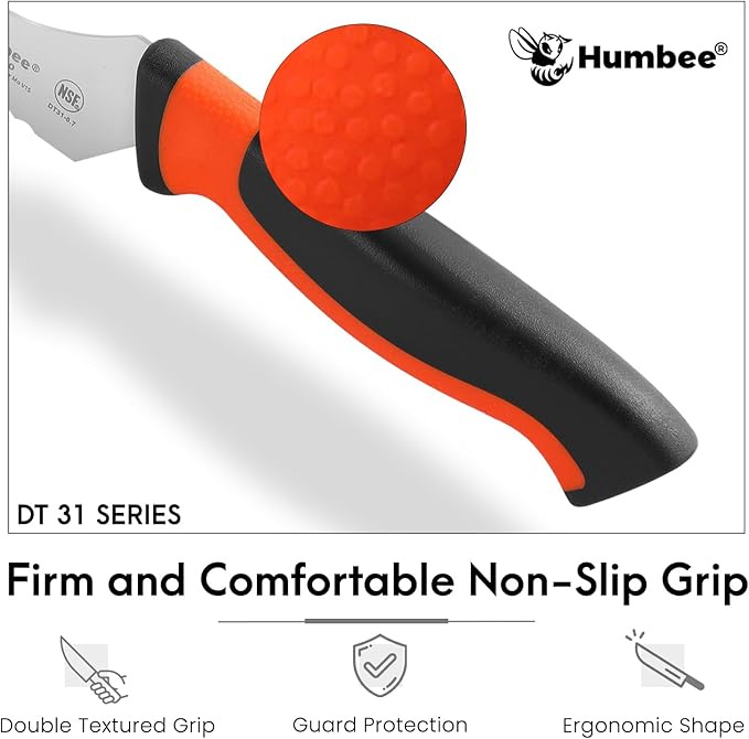 6-Inch Offset Serrated Bread Knife, Premium High Carbon Stainless Steel Blade Knife for Bread with Ergonomic Handle, NSF Certified, DT-31 Series, Orange