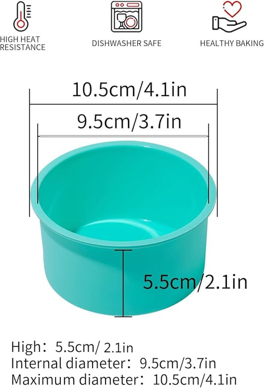 Silicone Mini Round Cake Molds, 4 Inch, Green, Set of 6