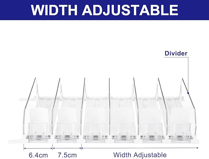 uxcell 6pcs Soda Can Organizer for Refrigerator, Self-Pushing Drink Organizer for Fridge, Width Adjustable Drink Dispenser Beverage Pusher For Pantry Vending Machine, White